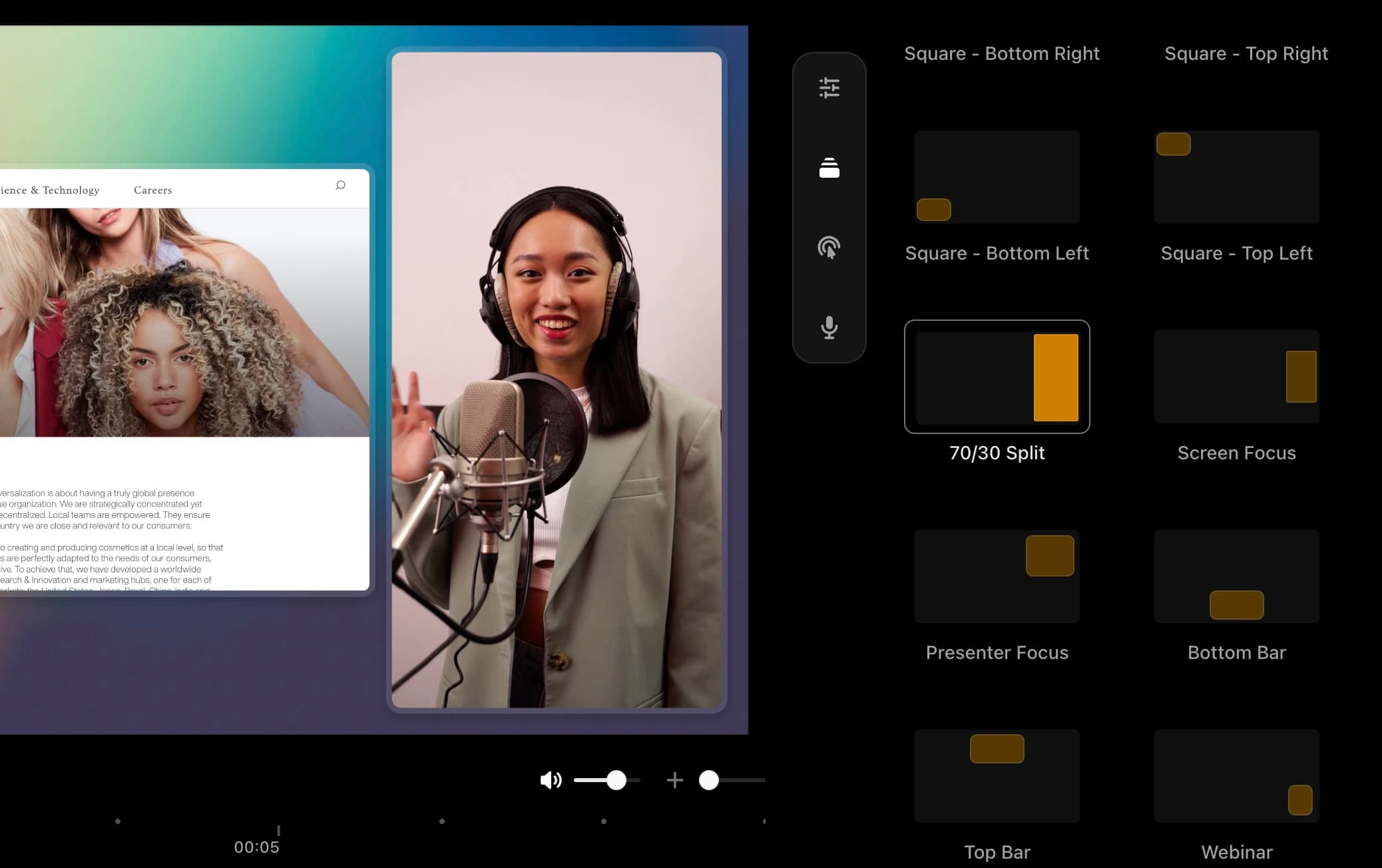 Professional presentation created from screen recording