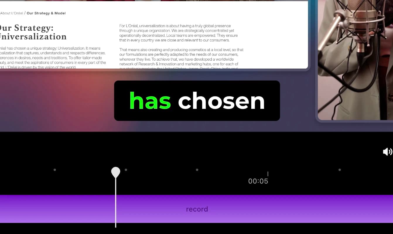 Automatic captions for video presentations