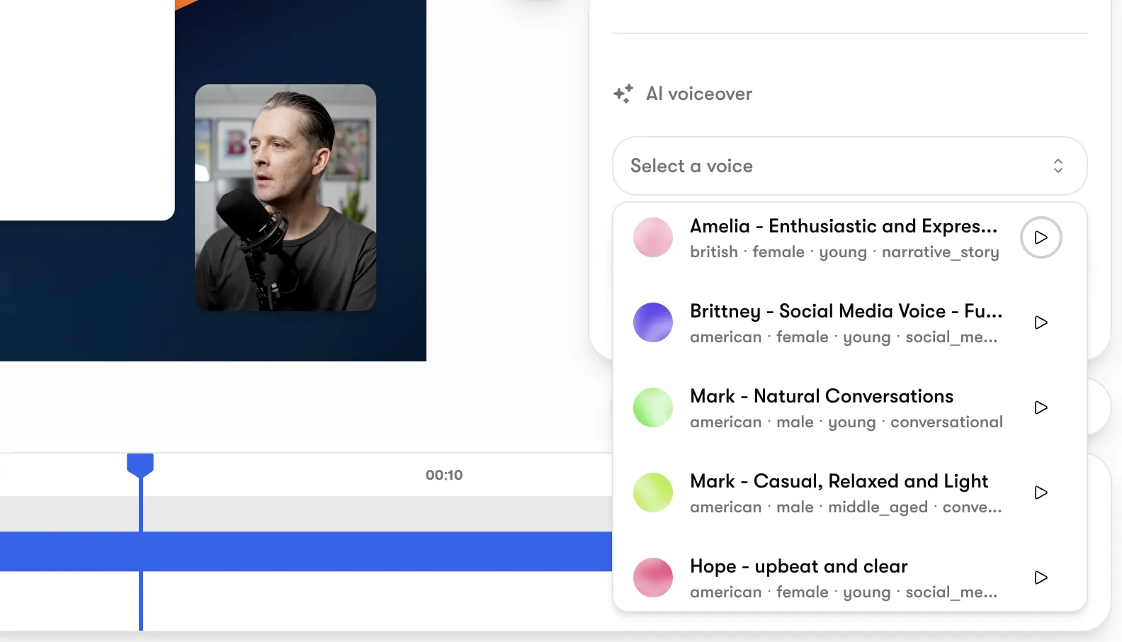 AI voiceover feature preview